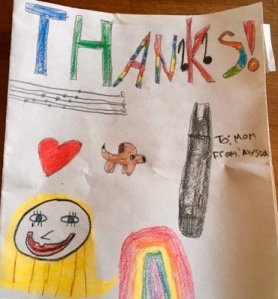 child's thank you card drawing