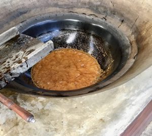 Sugar cane juice boiled into syrup.