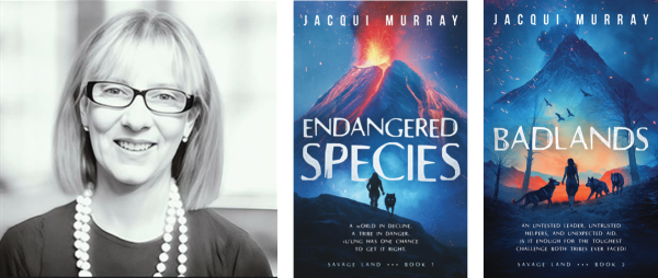 Black and white headsot of author/blogger Jacqui Murray and the covers of 2 of her latest books.