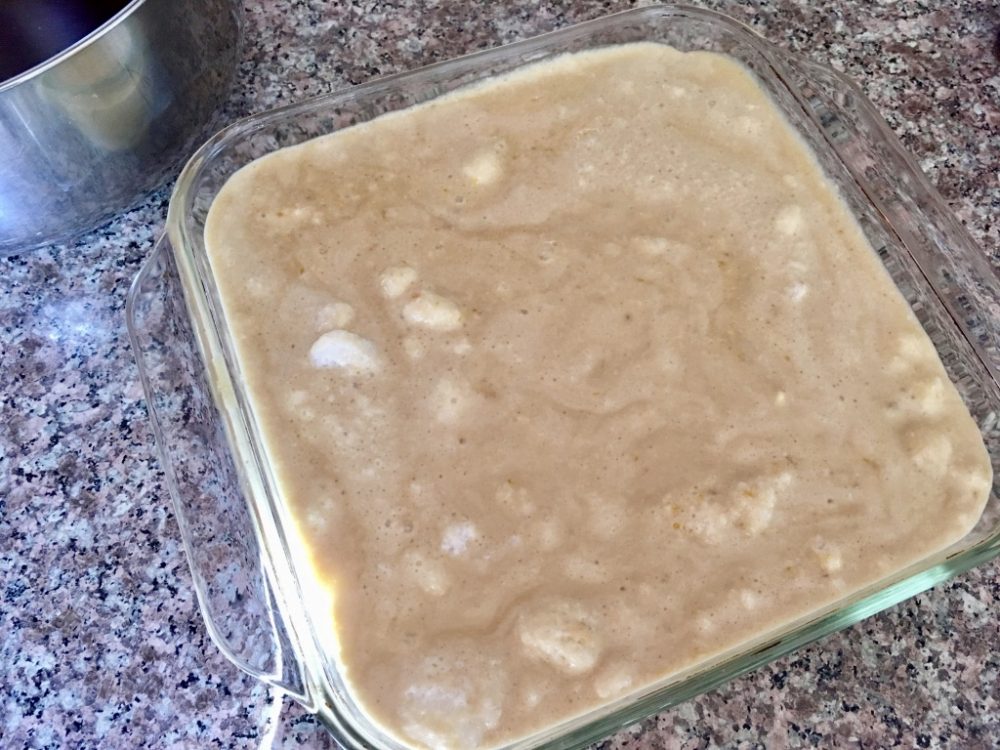 The 1st layer of cookies covered with half of the pudding. The 1st layer of cookies covered with half of the pudding.