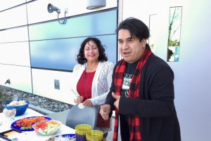 Pat Hyde and Brian Temp at Bravura art show for Cerritos College.