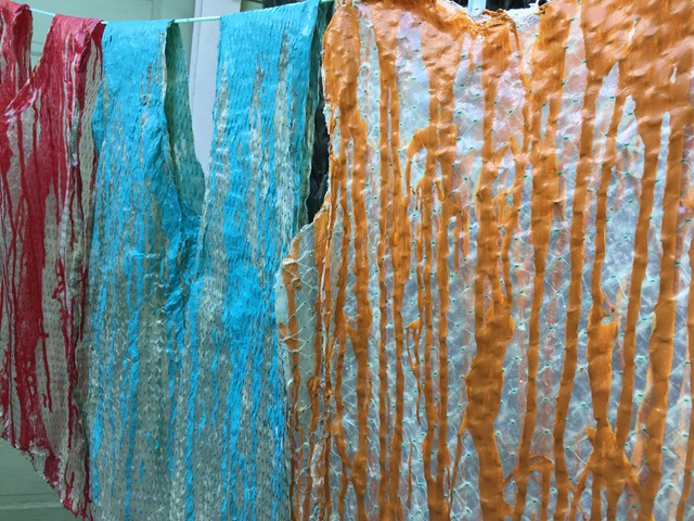 photo of clothing made for Connie's show, made from painted latex