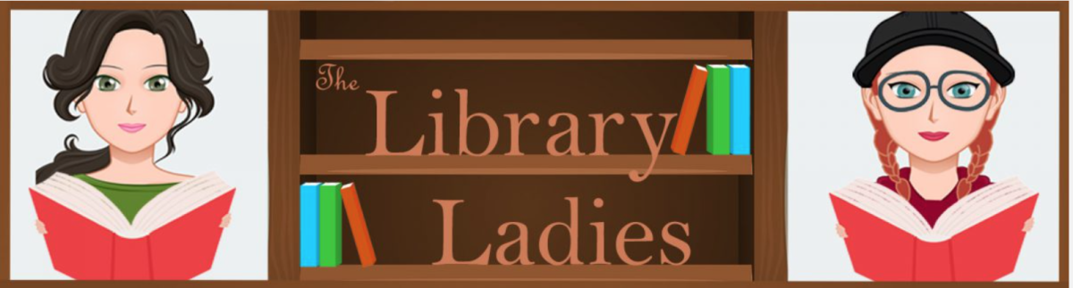 The Library Ladies website blog logo of a bookshelf with books on it.