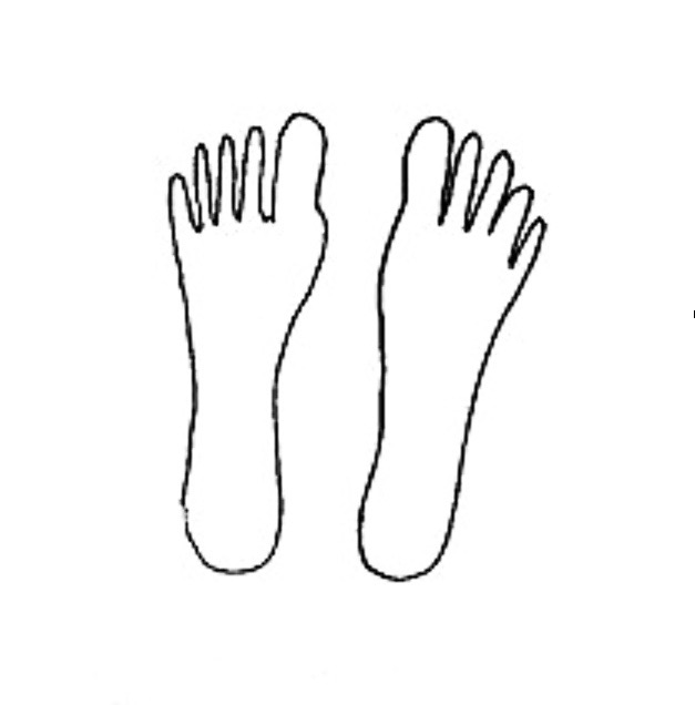 outline drawing of Dan's feet