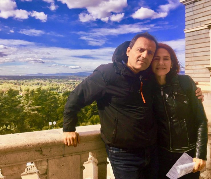 da-AL and her husband on the balcony of the Royal Palace of Madrid.