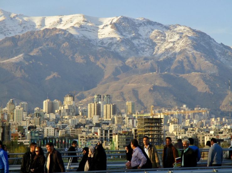 Tehran's spring-time snowy mountains.