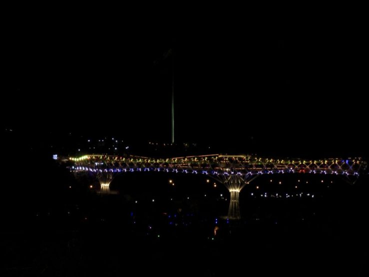 Even at night this Tehran bridge is colorful. 