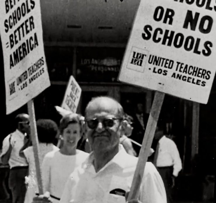 Back home, Sam Sachs taught teenagers and worked to improve California schools. 