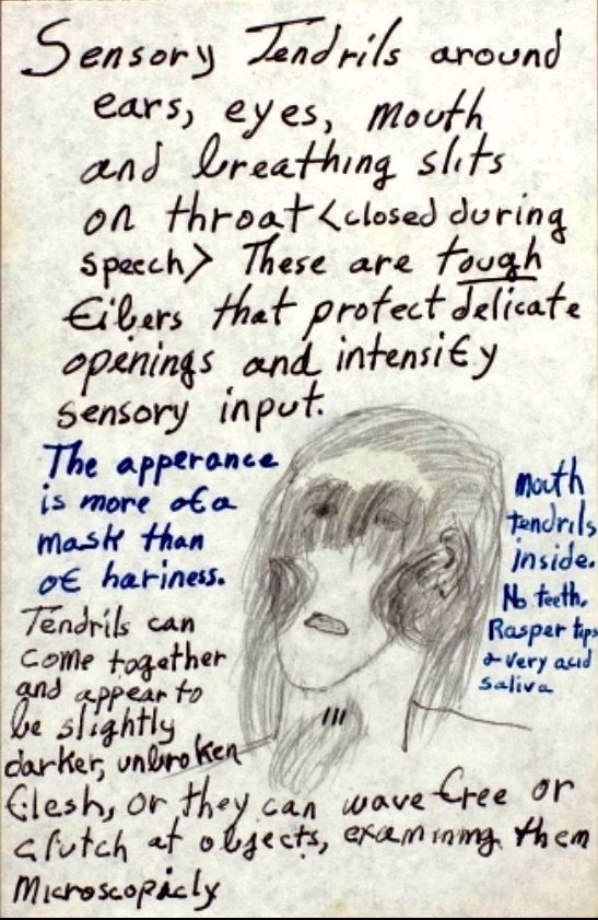 Detail from Octavia’s notes for the Oankali, characters from the Xenogenesis trilogy. (c) Estate of Octavia E. Butler/The Huntington Library, Art Collections and Botanical Gardens.