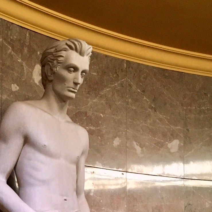 Sculpture of "Young Lincoln" by James Hansen, 1939, located at Los Angeles Spring Street Courthouse. 