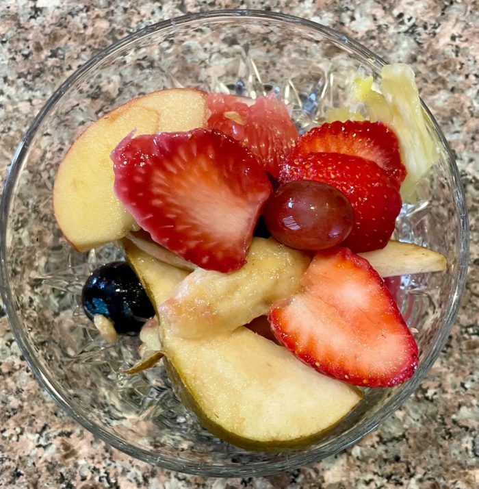 Bowl of Khashayar's fruit salad.