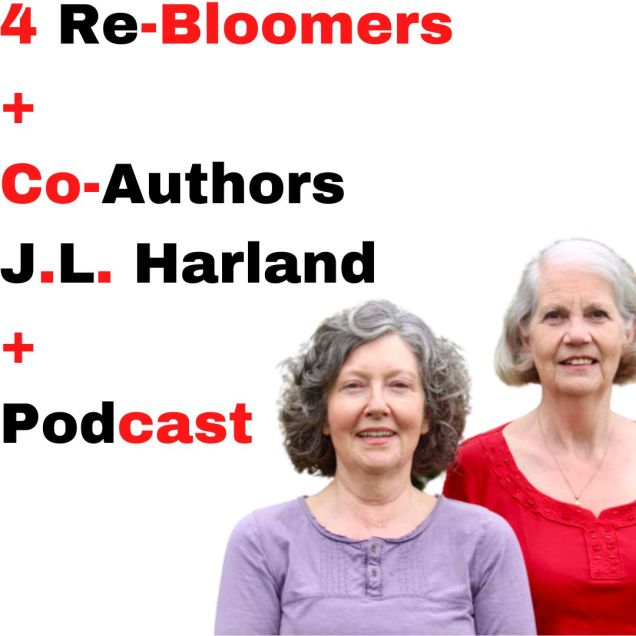 Blog title over photo of “J. L. Harland,” the writing duo Janet Laugharne and Jacqueline Harrett.