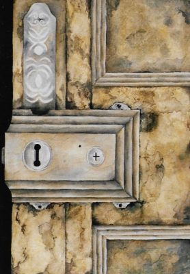 Fingerprint by Sara Allwright, a close up of a door lock finger plate.