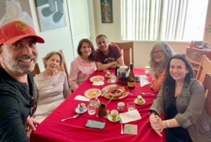 Lee, Ana, me, Khashayar, Meg, and Sandy féted our birthdays of past, present, and future.