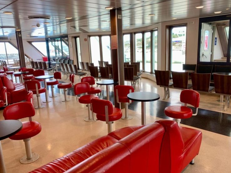 Photo of interior waiting area on boat to Bergen, Norway.