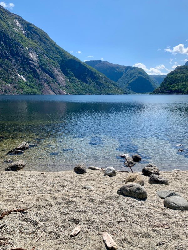 Eidfjord village beach.