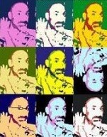 Mr DVMP in colorful monochrome boxes, ala Andy Warhol.