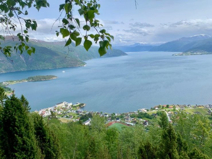 Panoramic view of Sognefjord and Balestrand, Norway.