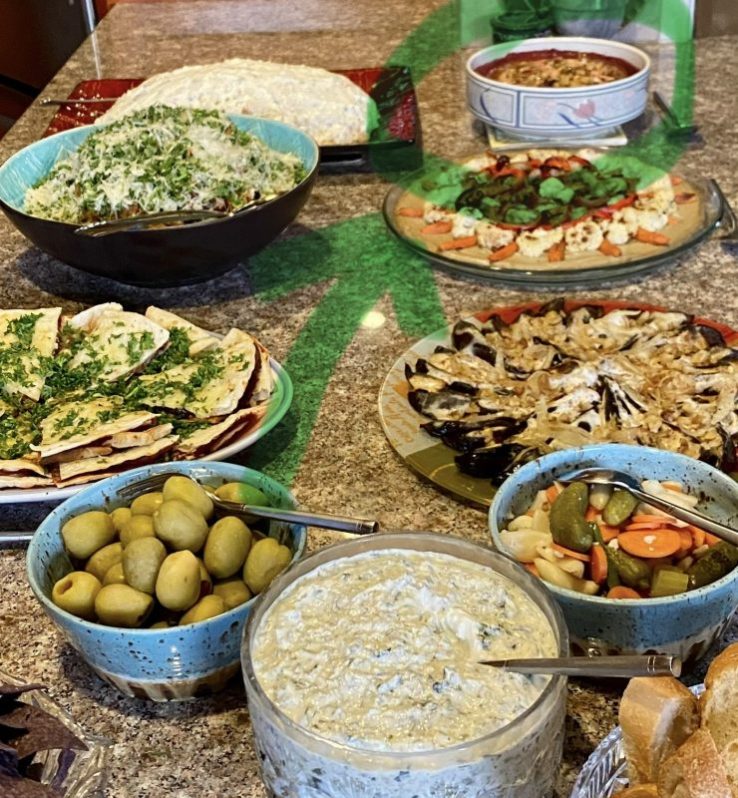 Photo of various finger foods Khashayar cooked and laid out prettily.