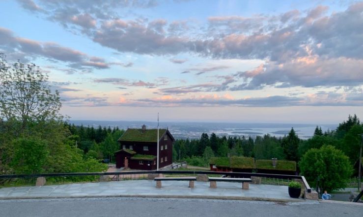 Photo of Oslofjord, Norway, from the top of the ski lodge.