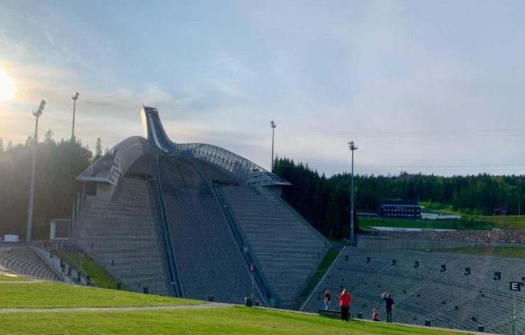 The Olympic ski jump, looking up. Oslo, Norway.