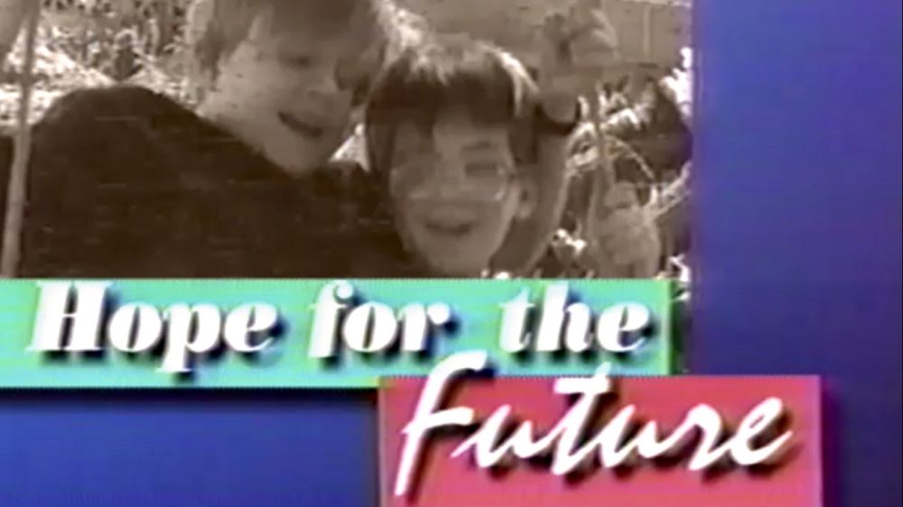 Freeze frame of title card for "Hope for the Future," a documentary by David Hunt and Daal Praderas.